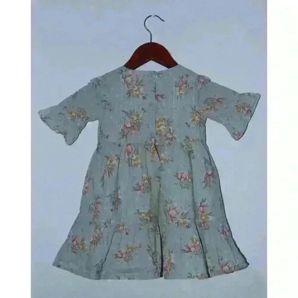 Oshkosh Floral Metallic Thread Ruffled Layered Boho Girls Toddlers Dress Size 2T - Picture 4 of 16